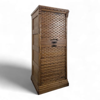 Mid-Century Oak Roll-Top Bar Cabinet For Sale