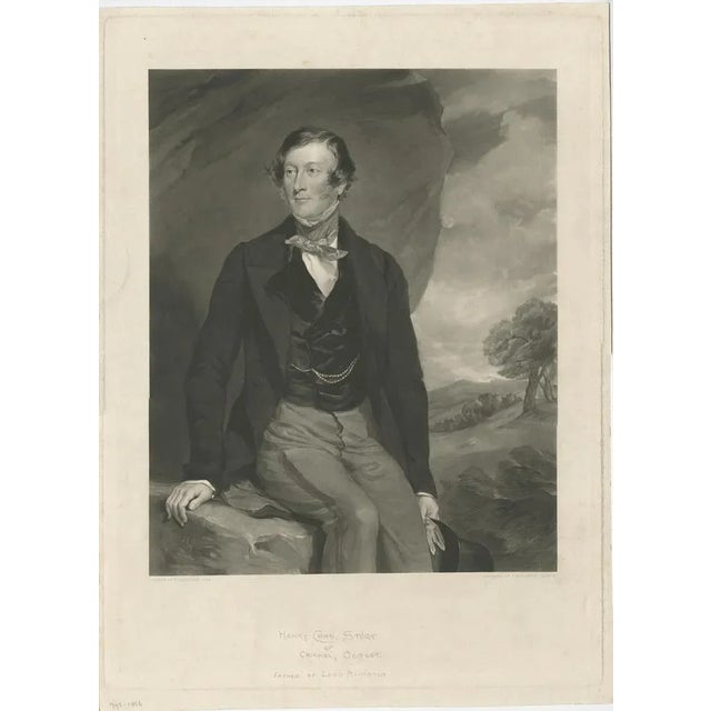 Antique mezzotint of Henry Charles Sturt, with handwritten titles. Henry Charles Sturt of Crichel House, Dorset, was a...