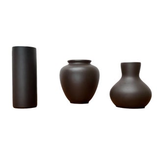 Mid-Century German Minimalist Wormser Terra-Sigillata Pottery Vases, 1960s, Set of 3 For Sale
