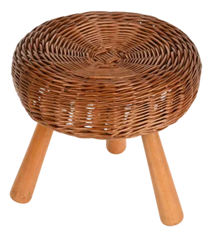 Mid-Century Stool or Side Table in Wicker & Wood by Tony Paul, United States, 1950s