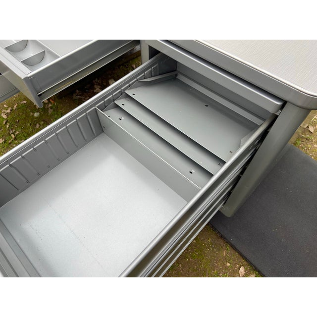 Steelcase Vintage Mid Century Modern Metal Tanker Desk For Sale - Image 10 of 12