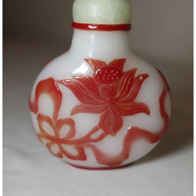 Red Antique Chinese 19th Century Peking Glass Jade Figural Snuff Trinket Bottle Jar For Sale - Image 8 of 12