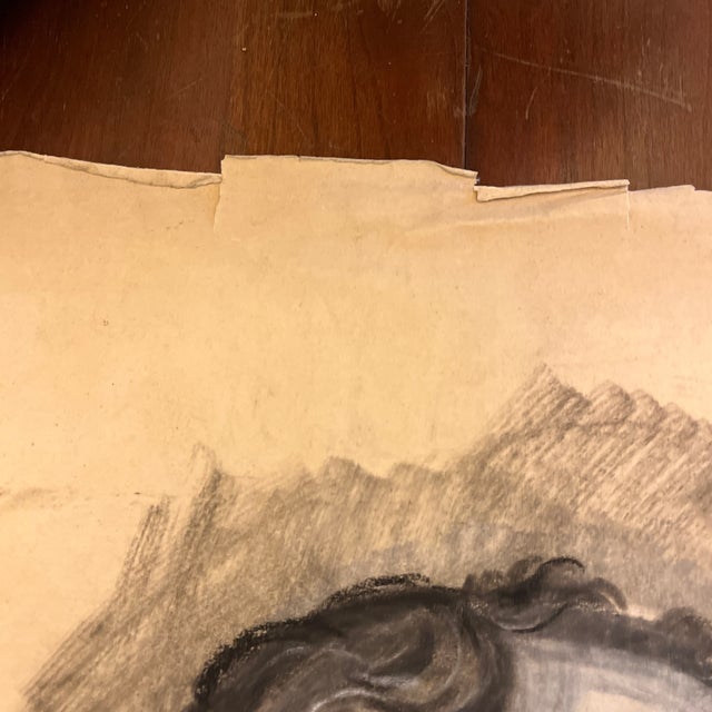 Charcoal 19th Century: A Figure of 2 Renaissance Figures- Sketching For Sale - Image 8 of 9