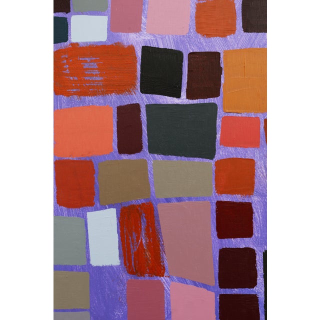 "Squares / Turquoise Purple Orange" Large Abstract Oil Painting by Simon Findlay For Sale - Image 6 of 17