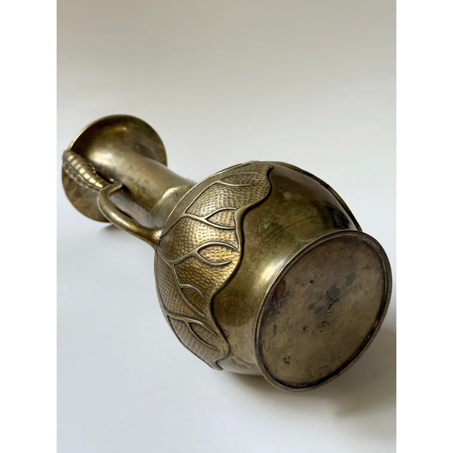 Metal Antique Japanese Studio Bronze Art Nouveau Vase, Meiji Period For Sale - Image 7 of 12