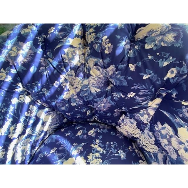 Custom Tufted Chair & Ottoman in Ralph Lauren For Sale In New York - Image 6 of 12