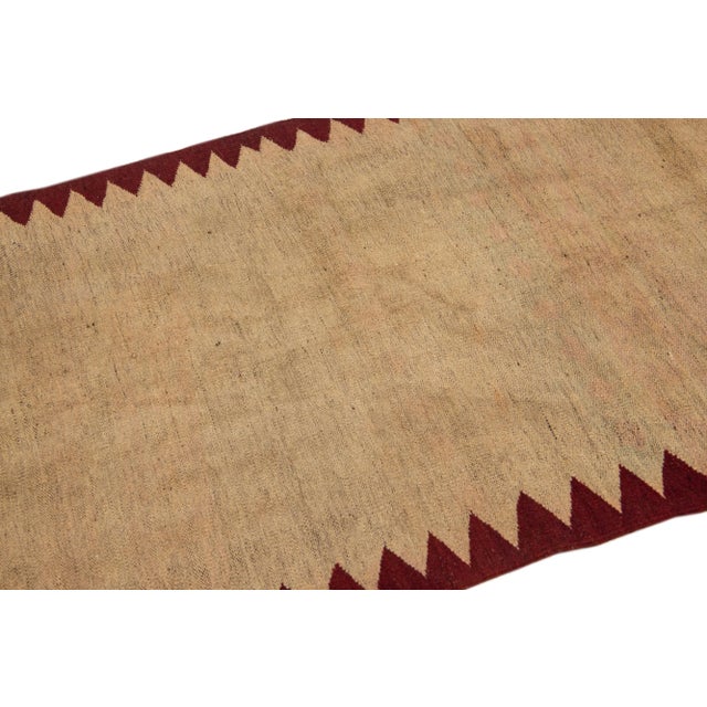 2020s Modern Kilim Handmade Multicolor Geometric Wool Runner For Sale In New York - Image 6 of 7