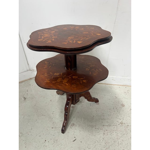 Brown Antique Mute Serving Table with Three Marquetry Trays, 1800s For Sale - Image 8 of 13