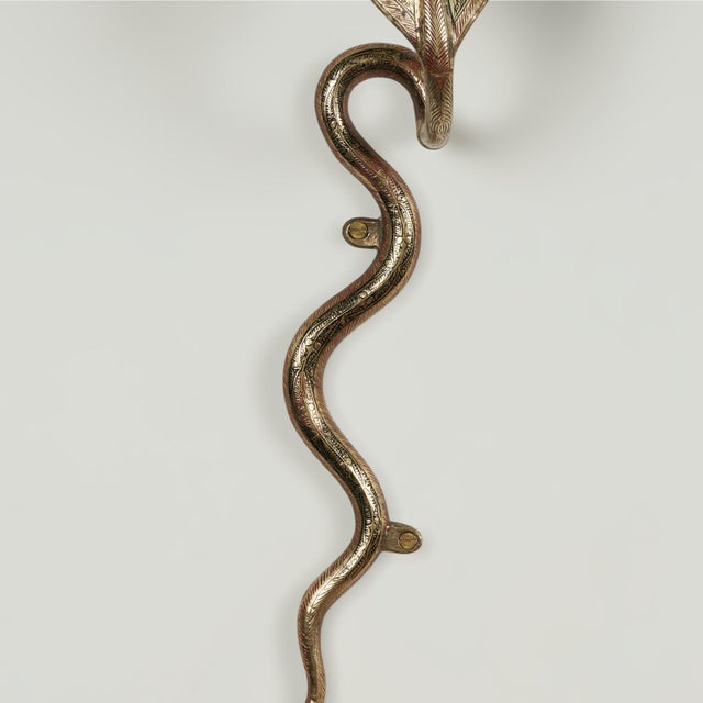 Vintage Pair of Anglo Indian Brass Snake Wall Sconces For Sale In West Palm - Image 6 of 16