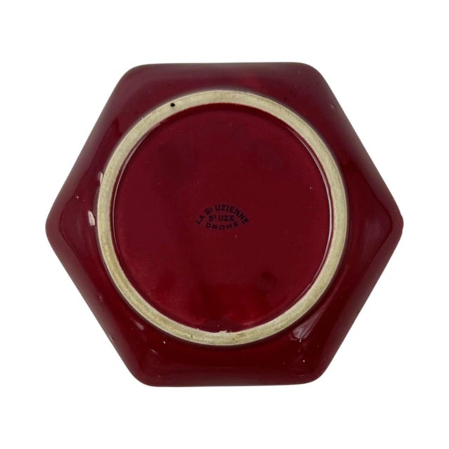 Red Vintage Viel Maroon Red Ceramic French Ashtray For Sale - Image 8 of 9