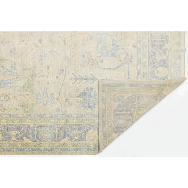 Modern Modern Oushak Style Hand-Knotted Wool Rug in Slate Blue & Ivory Accent Tones For Sale - Image 3 of 12