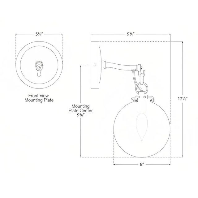 Visual Comfort Thomas O'Brien for Visual Comfort Signature Katie Small Globe Sconce in Bronze with Seeded Glass For Sale - Image 4 of 4