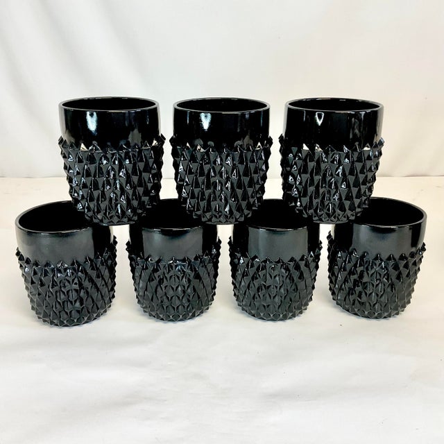 1940s Vintage Art Deco Indiana Glass Black Diamond Point Tiara Bar Set - 9 Pieces For Sale - Image 12 of 12