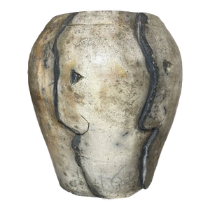 Exquisite Antique d.j. Handmade Perpetual Man Face Figural Pottery Vase