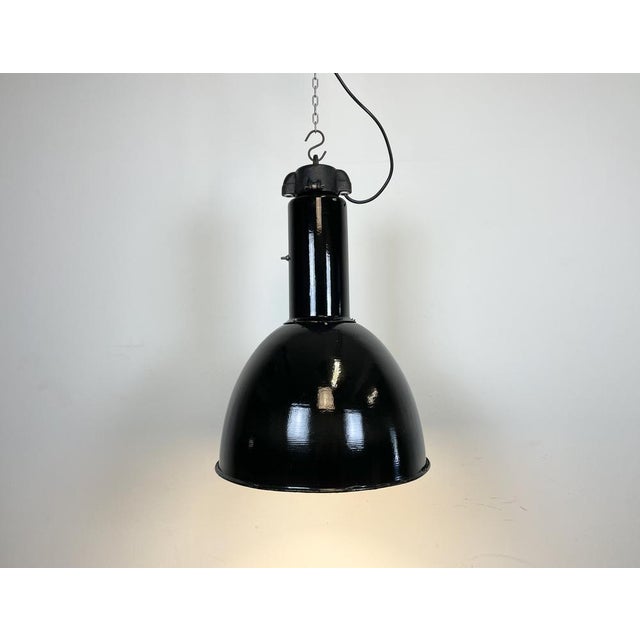 Vintage Industrial Bauhaus Black Enamel Pendant Lamps from Elektrosvit, 1960s, Set of 4 For Sale - Image 12 of 14