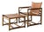 Leather Campaign Chair + Ottoman by Eleanor Forbes for McGuire For Sale