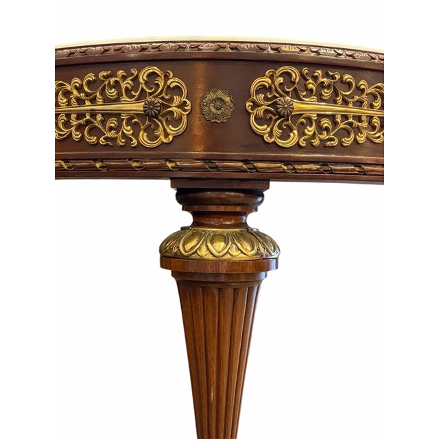 French Marble-Top Round Coffee Table For Sale - Image 4 of 5
