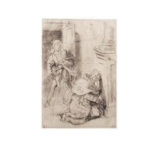 1959 After Eugene Delacroix "Hamlet and Claudius", Vintage Hungarian Monochrome Print For Sale
