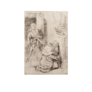 1959 After Eugene Delacroix "Hamlet and Claudius", Vintage Hungarian Monochrome Print