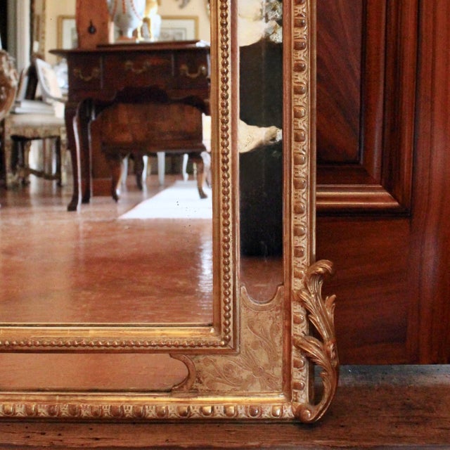 Large French Louis Philippe Style Mirror With Borderglass Surround and Crest For Sale - Image 15 of 18