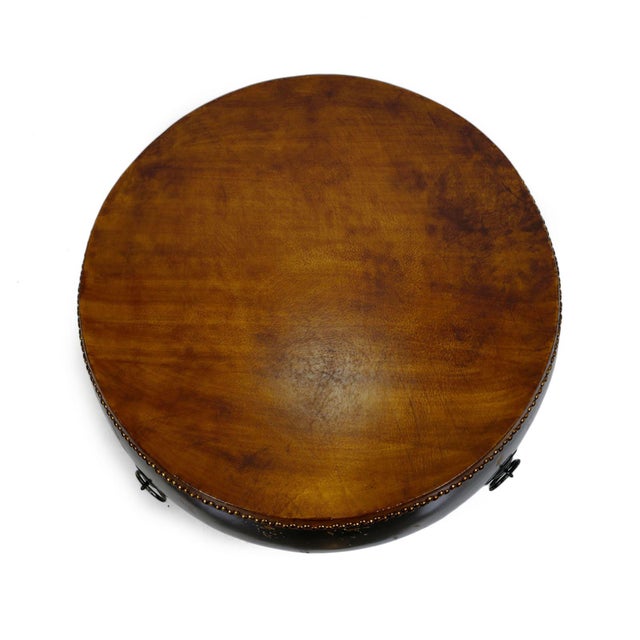 Black & Leather Drum Table Chairish