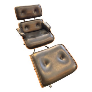 Vintage Miniature Lounge Chair and Ottoman Models by Charles and Ray Eames, 1956, Set of 2 For Sale