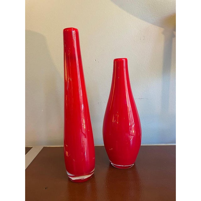 1960s Red Murano Glass Vases by Lavento for Richard Ginori, 1960, Set of 2 For Sale - Image 5 of 14