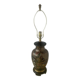 Vintage Japanese Satsuma Style Porcelain Table Lamp For Sale