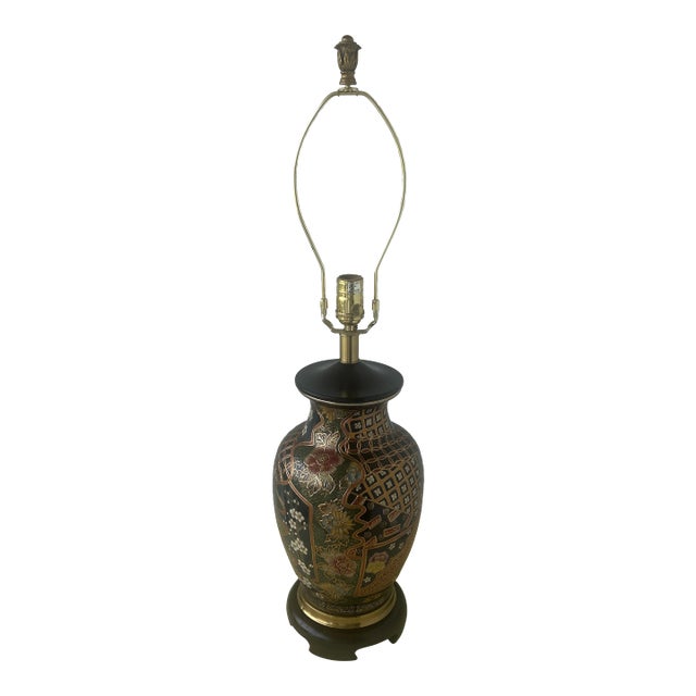 Vintage Japanese Satsuma Style Porcelain Table Lamp For Sale