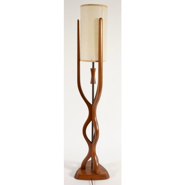 Modeline Mid-Century Modern Sculpted Teak Table Lamp by Modeline, Unmarked For Sale - Image 4 of 7