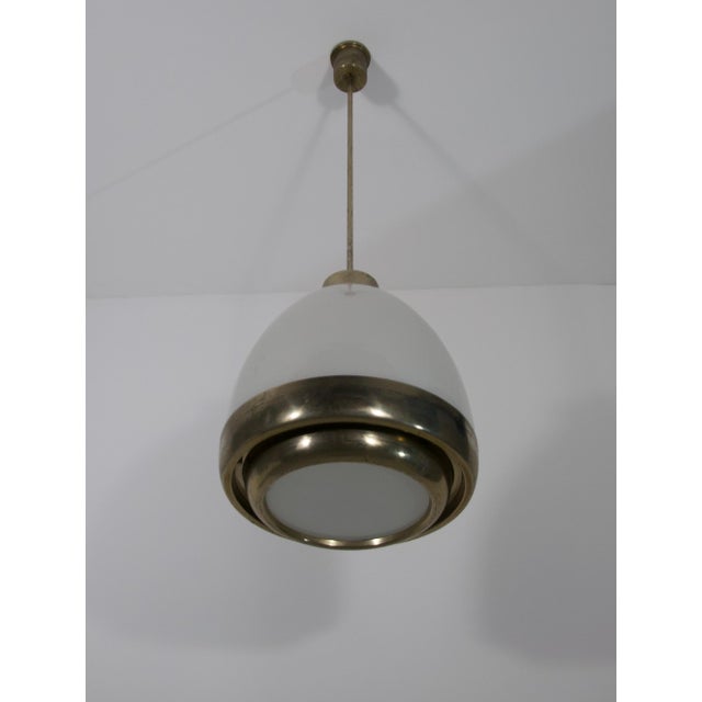 Mid 20th Century Chrome and Opal Glass Pendant Lamp by P.G. Crippa for Lumi, Italy, 1960s For Sale - Image 5 of 11
