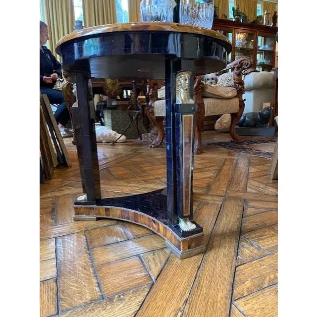 Maitland - Smith Maitland-Smith 1980s Faux Tortoise Shell Egyptian Revival Drinks Table For Sale - Image 4 of 8