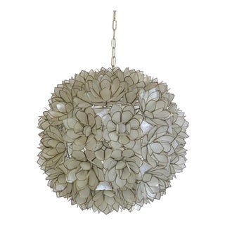 1960s Capiz Shell Lotus Pendant Light For Sale
