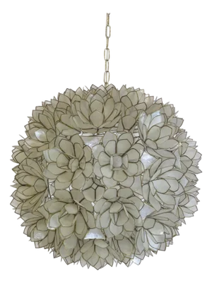 1960s Capiz Shell Lotus Pendant Light