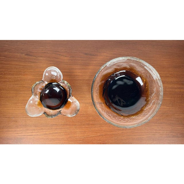 Mid-Centery Finnish Glass Bowls by Pertti Santalahti for Humppila, 1960s, Set of 2 For Sale - Image 4 of 18