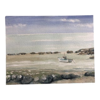 “In the Shallows” Signed Original Watercolor Seascape Painting by Nancy Smith For Sale