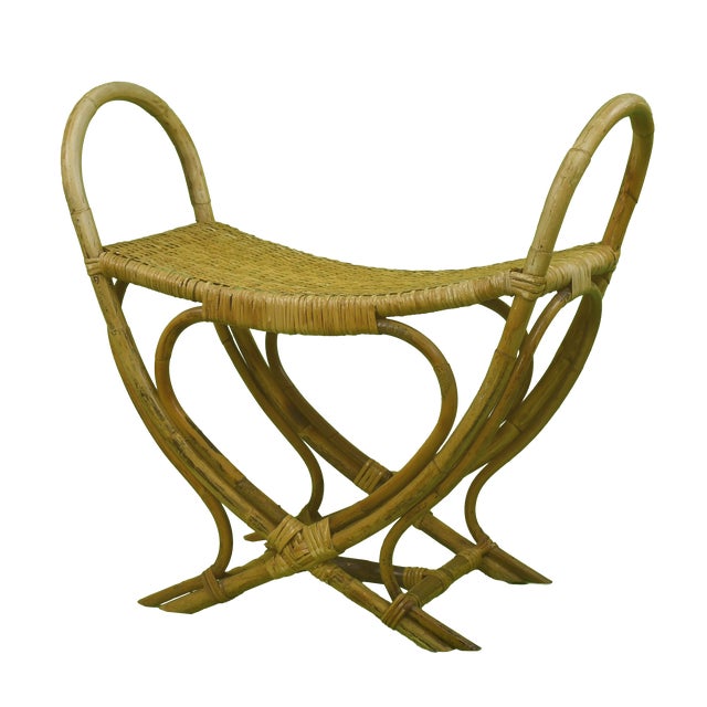 1980s Organic Wing Bamboo Bench For Sale