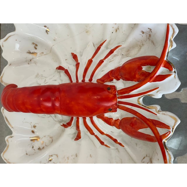 Ceramic Antique German Red Lobster Porcelain Dish For Sale - Image 7 of 13