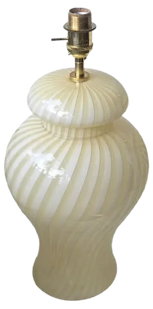 Yellow Murano Glass Swirl Table Lamp from Venini, 1970s