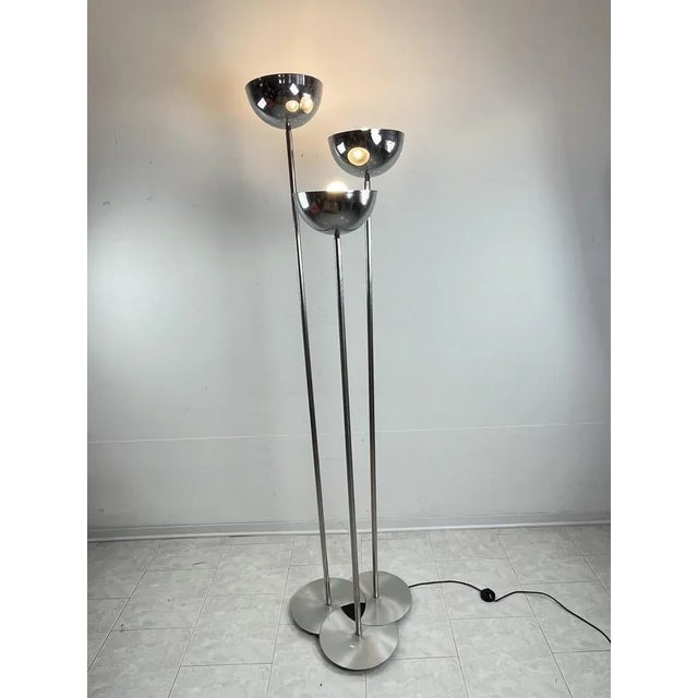 3-light floor lamp Lamperti chromed steel Italian design Mid-Century 1968 Excellent condition, intact and functional,...