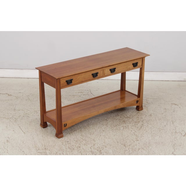 Mission Stickley Highlands Mission Cherry 2 Drawer Sofa Table For Sale - Image 3 of 18