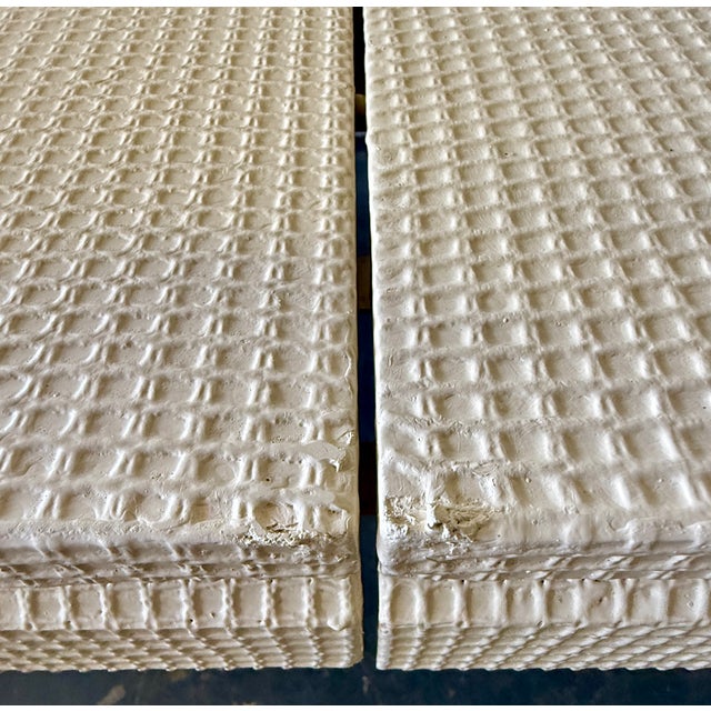 Large Karl Springer-Style Cream Textured Grass Cloth Dining Table For Sale - Image 13 of 14