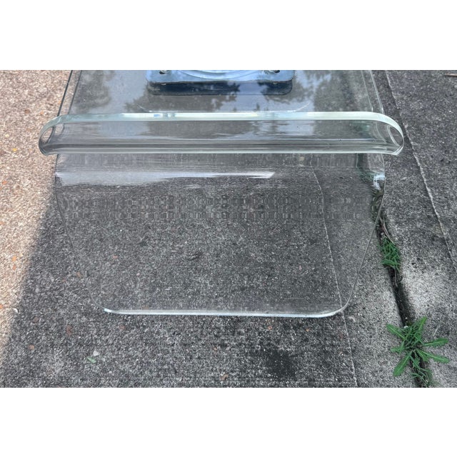 Attributed to Charles Hollis Jones Lucite 1970s Waterfall Swivel Bench or Ottoman For Sale In Saint Louis - Image 6 of 17