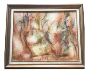 Vintage Original Abstract Mixed Media Painting