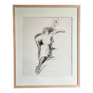 Vintage Original 1920s Drawing of a Fashionable Woman by Charles Sheldon
