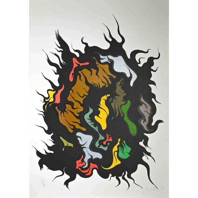 Modern Luigi Boille, Composition, Screen Print, 1971 For Sale - Image 3 of 3