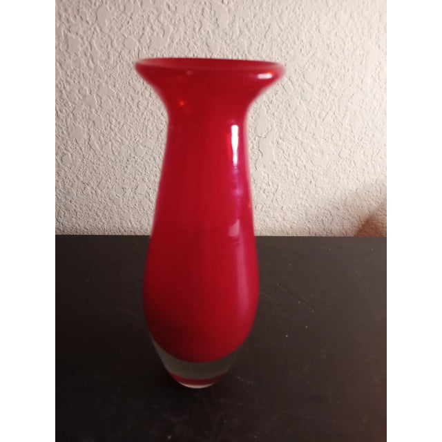 Glass 1980s Krosno Red Art Glass Poland Bud Vase. For Sale - Image 7 of 7