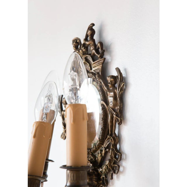 Antique French Wall Lights with Mirror, 1800s, Set of 2 For Sale - Image 6 of 13