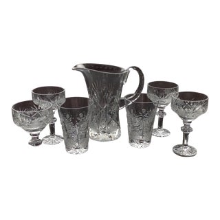 Bohemian Cut Crystal Barware Set - Set of 7 For Sale