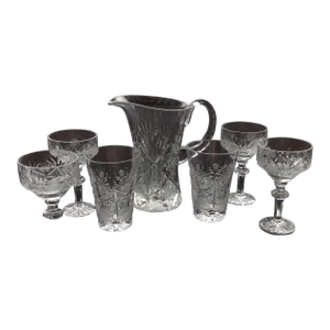 Bohemian Cut Crystal Barware Set - Set of 7